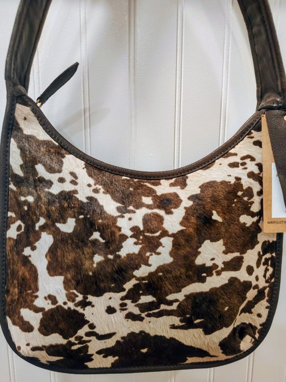 Margot New York Black Leather Hobo Bag With Cowhide NWT, $178 - Picture 2 of 16
